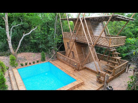 39 Day Complete Bamboo Two-Story House And Swimming Pools[Full Video]