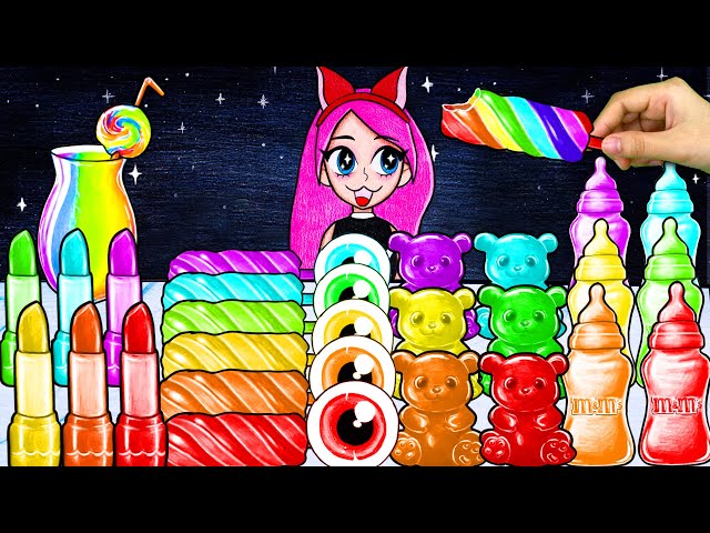 ASMR Mukbang RAINBOW DESSERTS Rainbow Ice Cream, Kohakutou, Train Jelly & Gummy // DIAM PLAYTIME