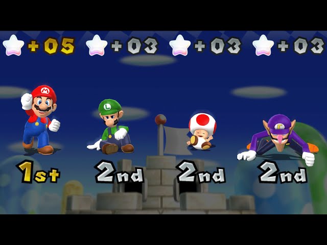 Mario Party 9 - Mario vs Luigi vs Toad vs Waluigi - Blooper Beach