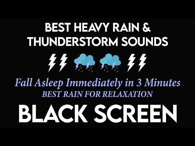Fall Asleep Immediately with Terrible Heavy Rain & Thunderstorm ⧸ Rain For Relaxation BLACK SCREEN