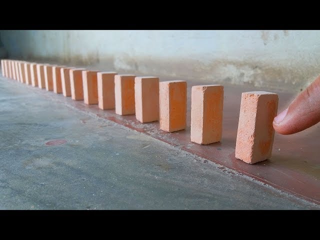 Double Domino Effect of  20 Bricks | Mini Bricks Ideas