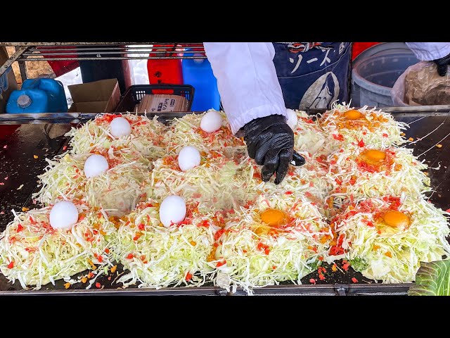 japanese street food - double egg okonomiyaki お好み焼き
