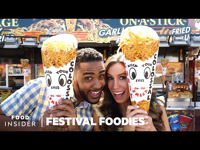 LA County Fair: Giant Curly Fry Cone & Chicken And Waffle On A Stick | Festival Foodies