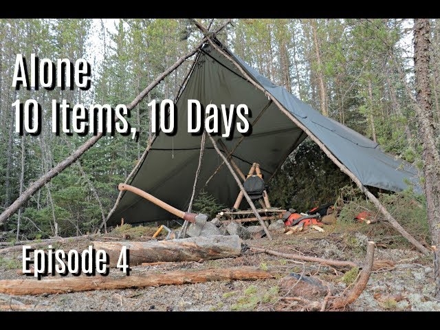 Improving  Camp and Catching Fish Ep 4 10 Days, 10 Items; Alone on Island in the Canadian Wilderness