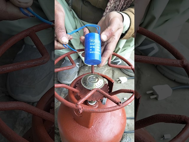 Now ignite the gas cylinder with capacitor #shorts