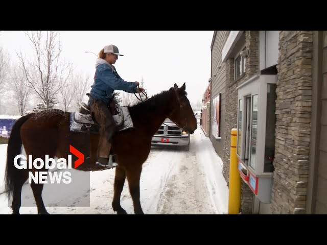Alberta woman threatened with jail time for riding horse around town, rides again