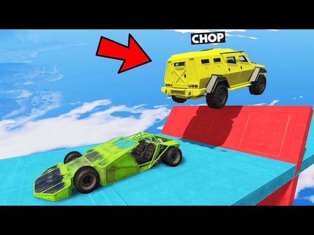 CHOP USED SUPER MEGA RAMP CAR IN FACE TO FACE CHALLENGE GTA 5 RACE 3