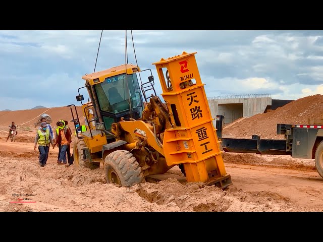 amazing wheel loader zl50gn road slippery stuck recovery raise​ with extremely crane sany sct500