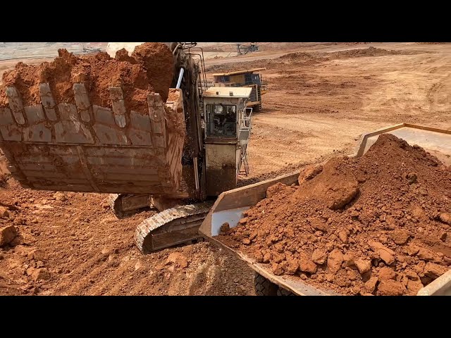 Huge Terex RH170 Shovel Excavator Loading Dumpers In Different Mining Sites - Mega Machines Movie