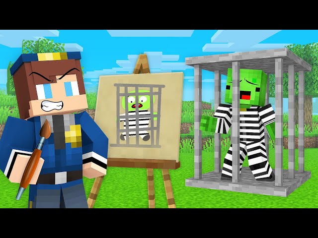 JJ Policeman use DRAWING MOD to Put Mikey in Prison in Minecraft (Maizen)