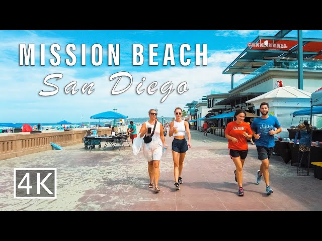 [4K] Mission Beach Boardwalk to Belmont Park San Diego California - Walking Tour