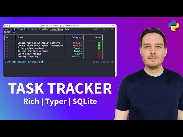 Create a Task Tracker App for the Terminal with Python (Rich, Typer, Sqlite3)