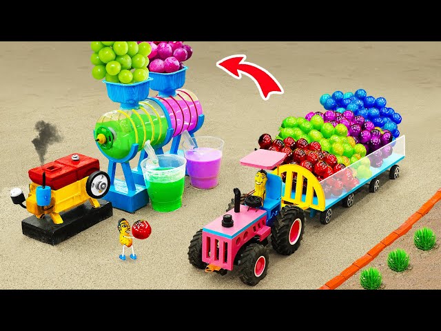 Diy mini tractor making Fruits Juice Press Machine | diy Planting & Harvesting Grape Farm | HP Mini