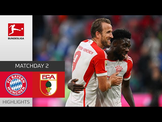 Two Goals by Kane Secure Win! | FC Bayern - Augsburg 3-1 | Highlights | Matchday 2 – Bundesliga