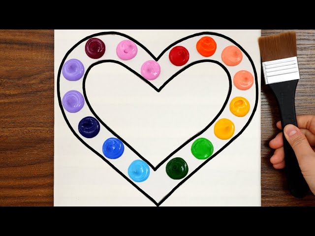Rainbow Heart Acrylic Painting / Easy Painting Step By Step / Satisfying ASMR Art (1317)
