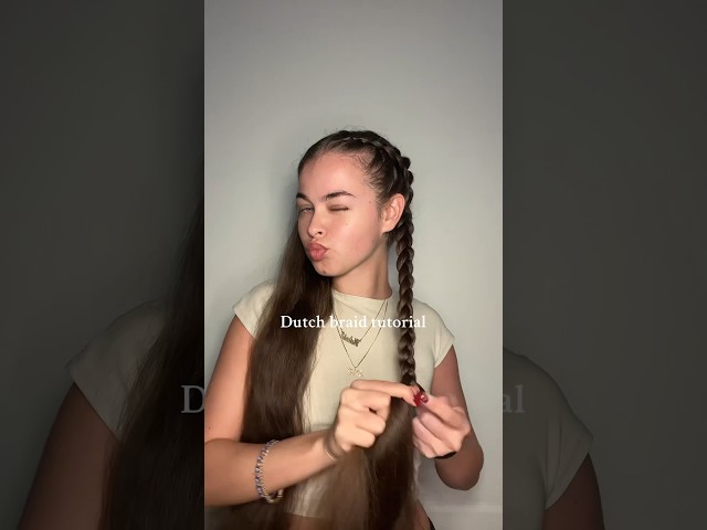 Quick Dutch braid tut 💜 full version on my channel! #dutchbraids #hairtutorial #hairvlog