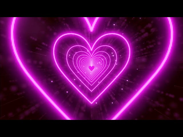 Neon Lights Love Heart Tunnel Background💜Purple Heart Background corazones blanco y negro [4 Hours]
