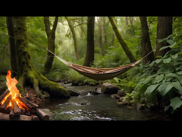 Emerald Haven Hammock Camping & Serene Streamside Fires Relaxing 8 Hours