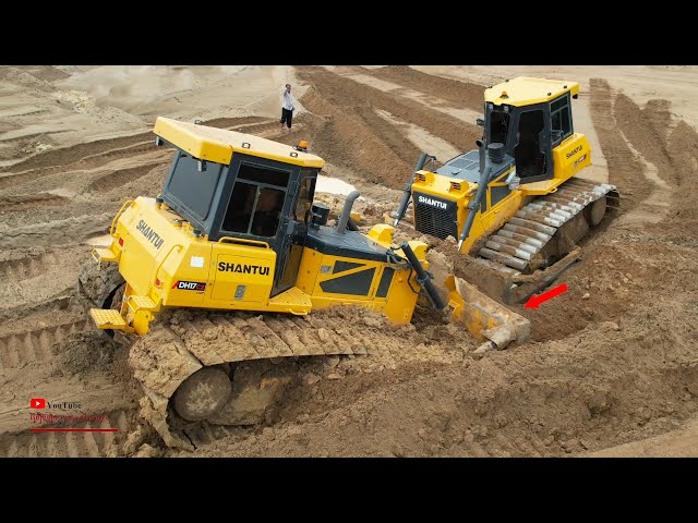 Incredible Digger Dozer Sorting Sand​ Failure Removing And Heavy Bulldozer Help Pushed Out Of Mud