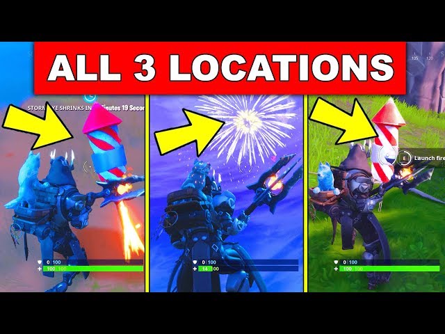 Launch Fireworks - ALL 3 LOCATIONS WEEK 4 CHALLENGES FORTNITE SEASON 7