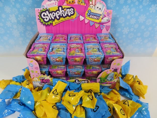 Shopkins Season 1 & 2 Full Box 30 Blind Mystery Baskets Opening Unboxing Toy Review