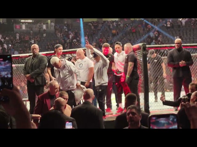 Nate Diaz leaving the octagon at UFC 279.