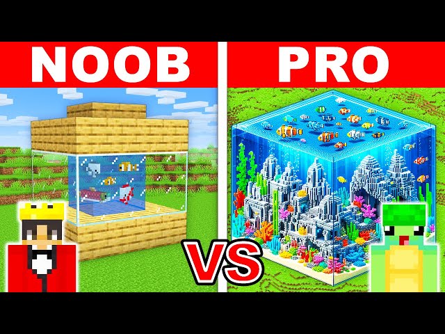 NOOB vs PRO: GIANT AQUARIUM HOUSE Build Challenge in Minecraft