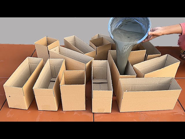 Super Ideas from Cartons And Cement. Make Layered Coffee Table And Flower Pots At Home