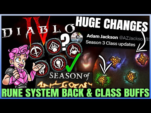 Diablo 4 - CONFIRMED: Season 3 Class Changes Coming , Rune System Tease, Season 3 is BIG & More!