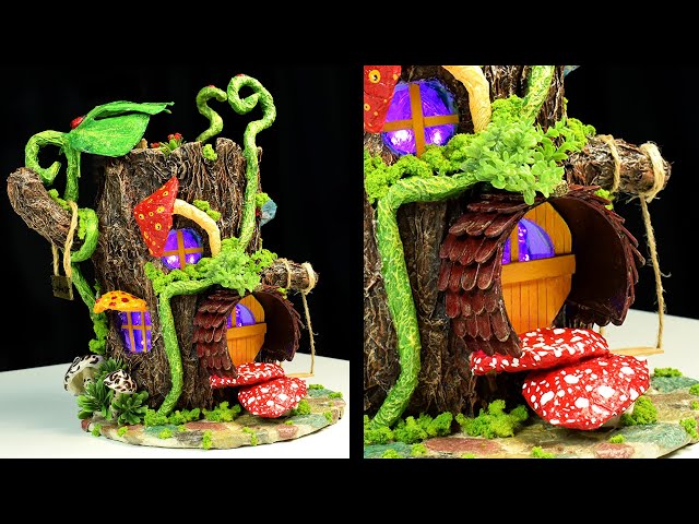 Fairy Garden Tree Log House - DIY Craft Ideas