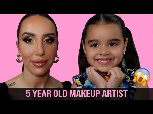 5 Year Old Makeup Artist Recreating Viral TikTok Look | Makeup Tutorial | Shab & Kassie
