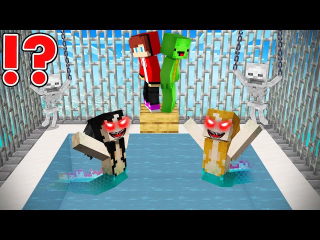 Locked Up in a Prison With Scary MERMAIDS in Minecraft - Maizen JJ and Mikey