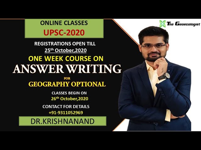 ANSWER WRITING FOR UPSC GEOGRAPHY OPTIONAL | ONE WEEK COURSE