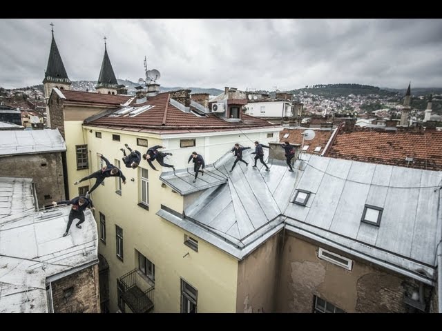 Rooftop freerunning through Bosnia