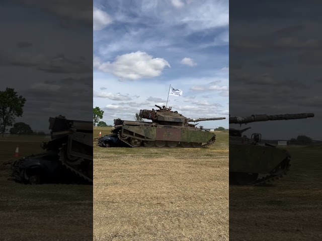 Centurion main battle tank crushing cars at harbourough at war show 2022