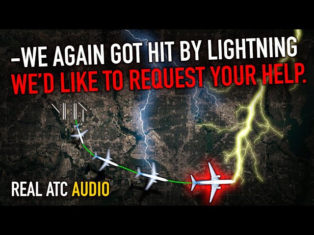 American Boeing 737 gets hit by lightning twice. REAL ATC