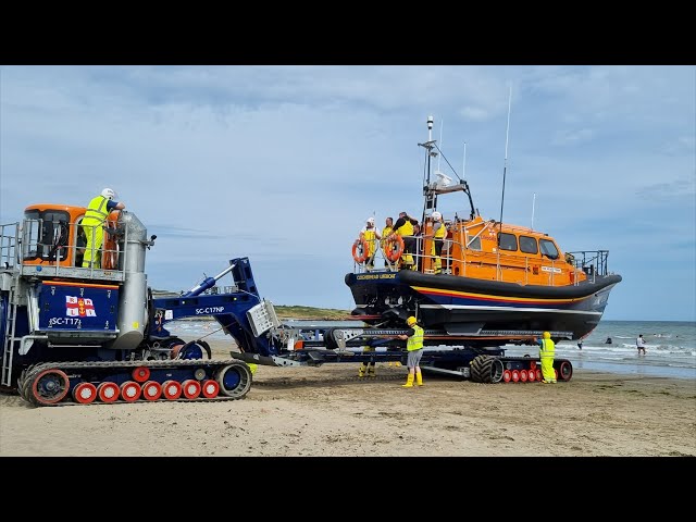 RNLI Lifeboat Beaching at Clogherhead, County Louth, Ireland