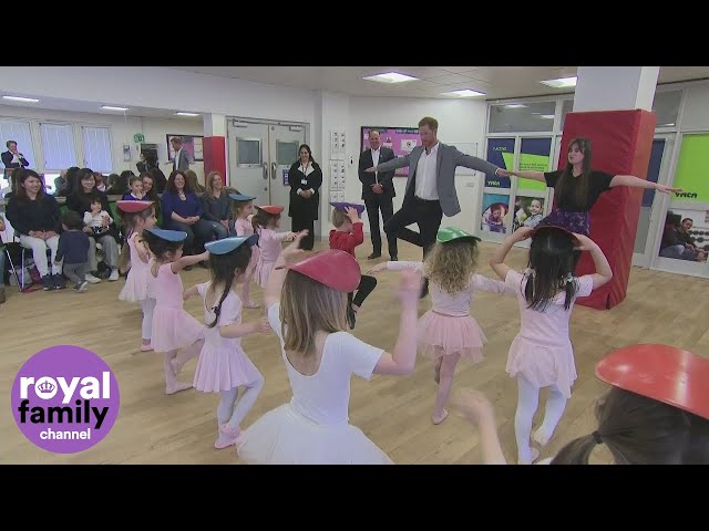 Duke of Sussex does ballet dance with baby ballerinas