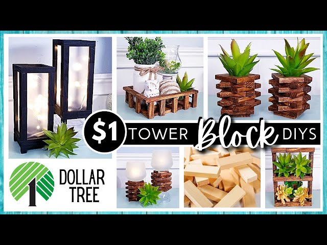 *NEW* DOLLAR TREE DIY Home Decor with Wood TUMBLING TOWER BLOCKS | Lantern Shelf Tray Easy DIYs !