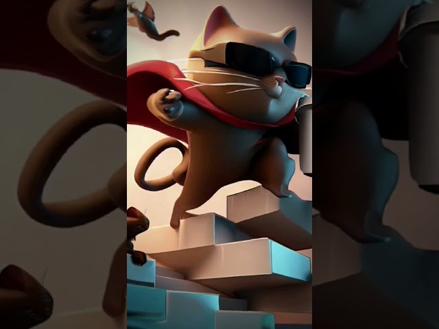 make a 3D picture of a supercat drinking coffee while jump to ke stairs #funny #ai #chatgpt