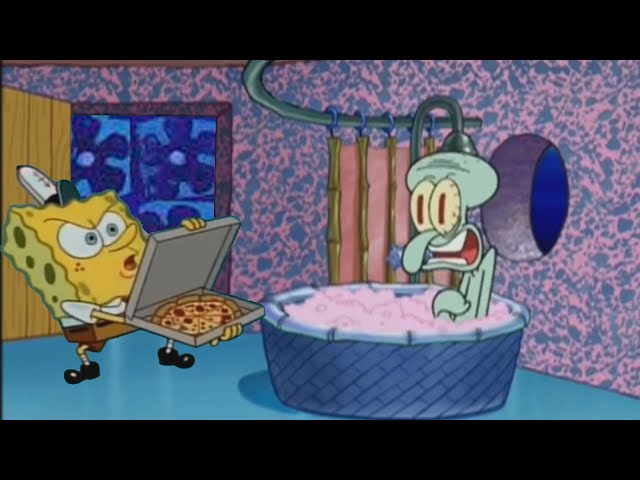 Spongebob thinks squidward is trying to get a pizza from him
