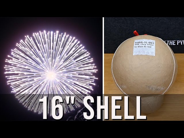Massive 16" inch fireworks shell | Chrysanthemum Silver to Blue to Red