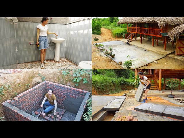 TIMELAPSE: START to FINISH BUILD LOG CABIN - 30 Days Building Toilet (WC) System & Front Yard