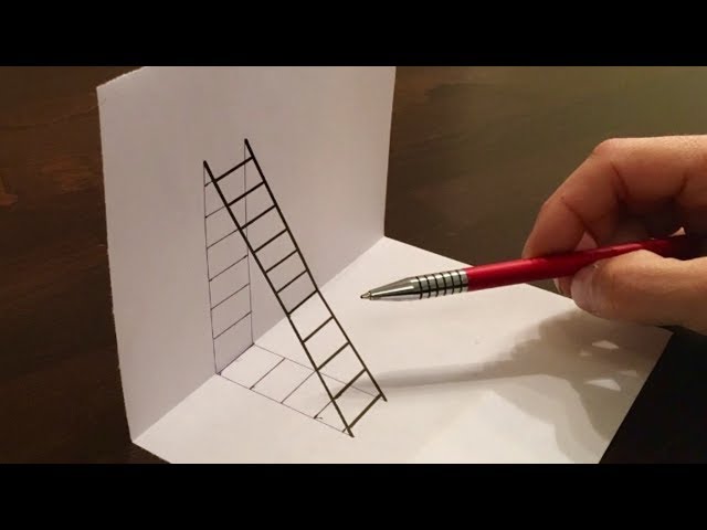 How to Draw Ladder Optical Illusion - DIY 3D Ladder