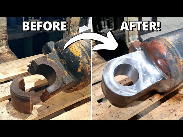Replacing BROKEN Eye & Repair CRACKED Cylinder for D10 Dozer | Machining, Welding, Milling
