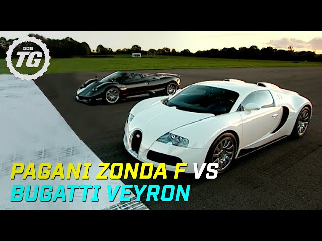 Pagani Zonda F vs Bugatti Veyron Drag Race | Top Gear | BBC