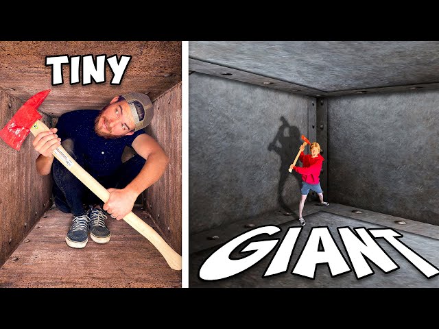 Tiny vs GIANT Unbreakable Boxes! *TRAPPED INSIDE CHALLENGE*